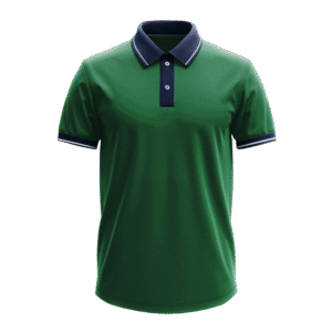 Polo With Navy Blue Collar Sleeve Cuff Details With White Tipping