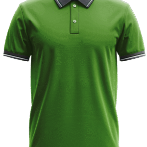 Polo With Grey Collar and Sleeve Cuff Details With White Tipping