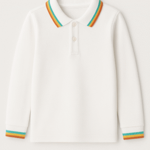 Full Sleeved Polo T-Shirt With Sleeve Cuff Tipping and Collar Tipping