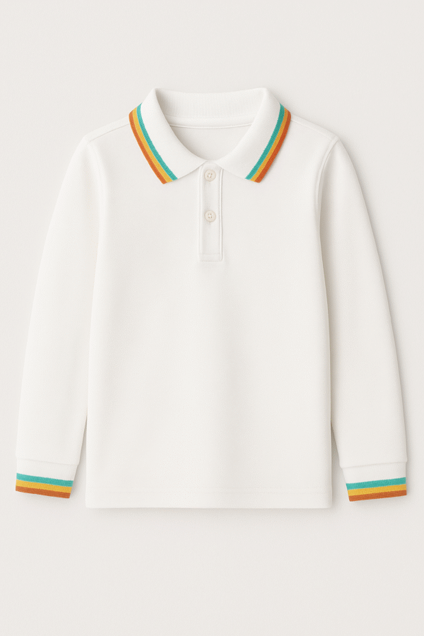 Full Sleeved Polo T-Shirt With Sleeve Cuff Tipping and Collar Tipping